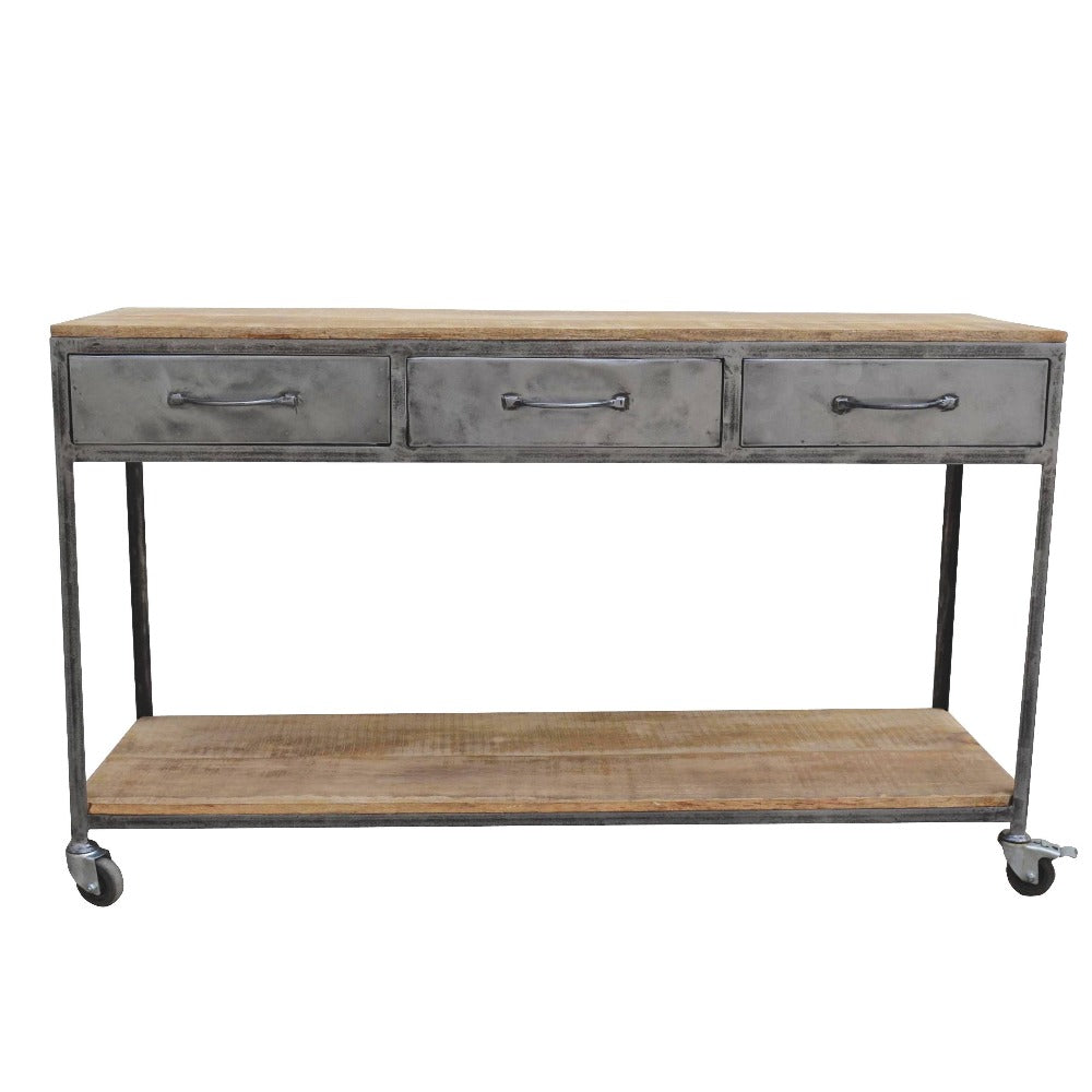 Console Table Steel Frame With Metal Drawers