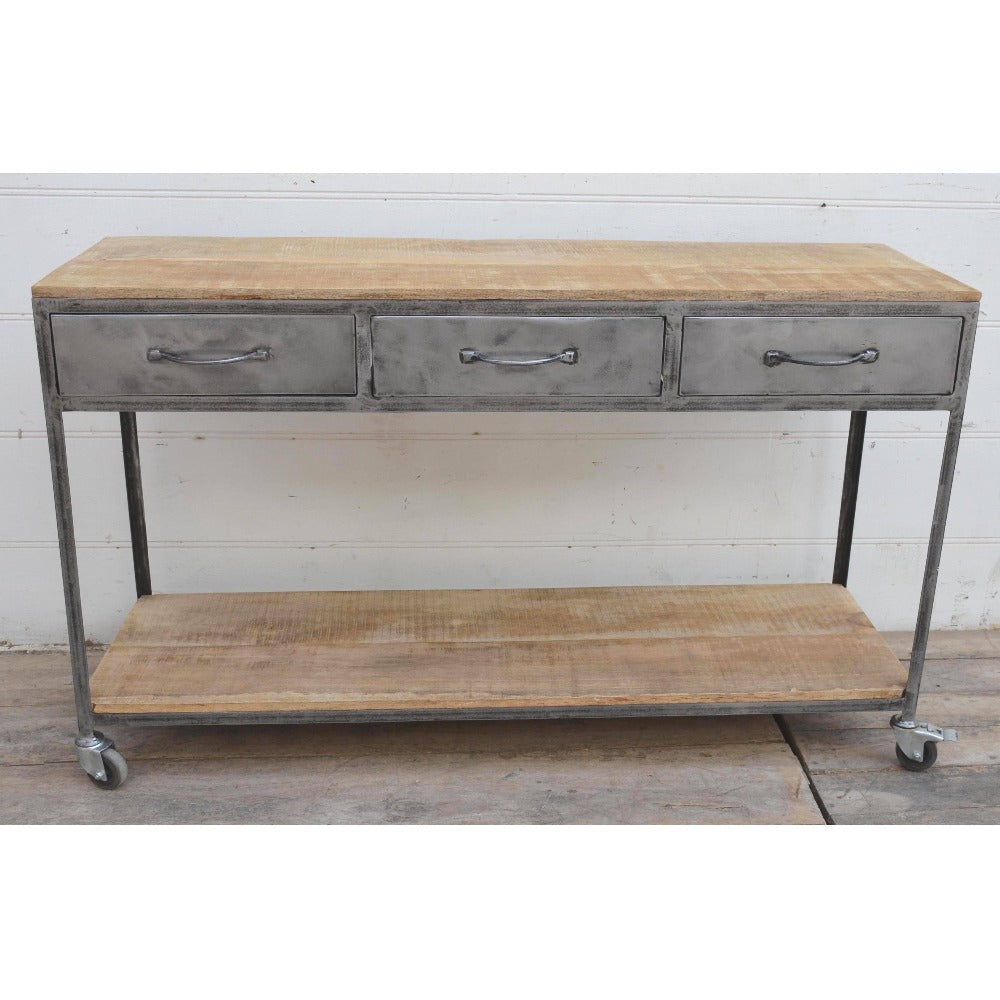 Console Table Steel Frame With Metal Drawers