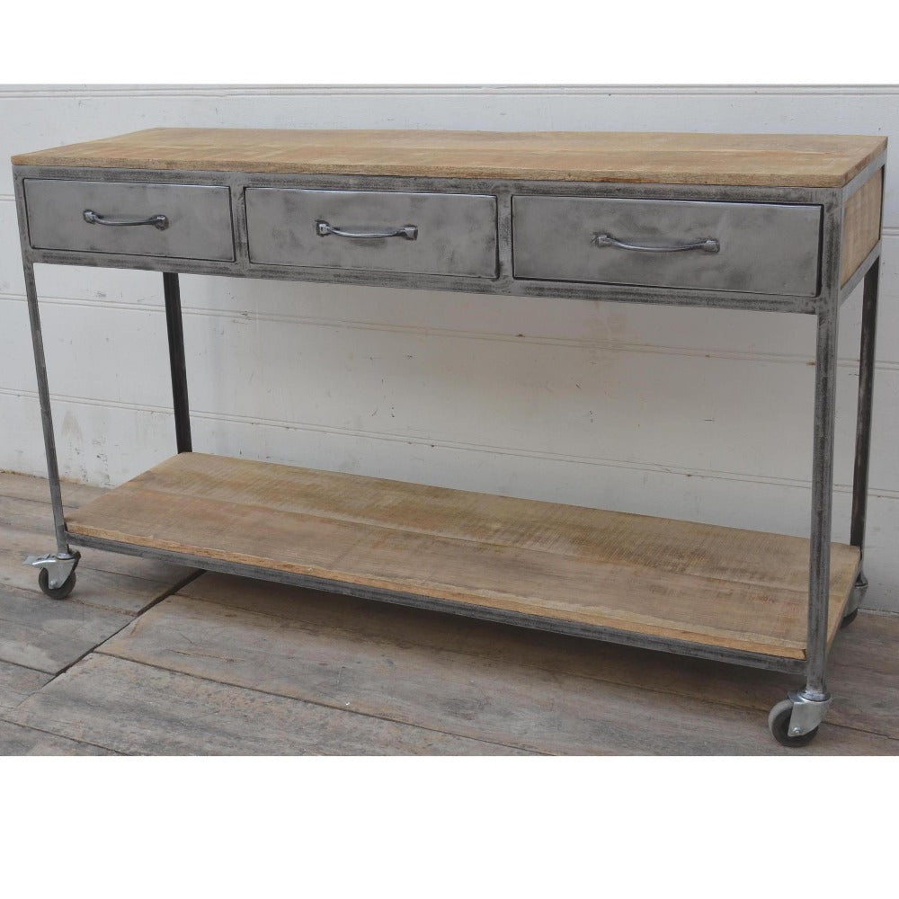 Console Table Steel Frame With Metal Drawers
