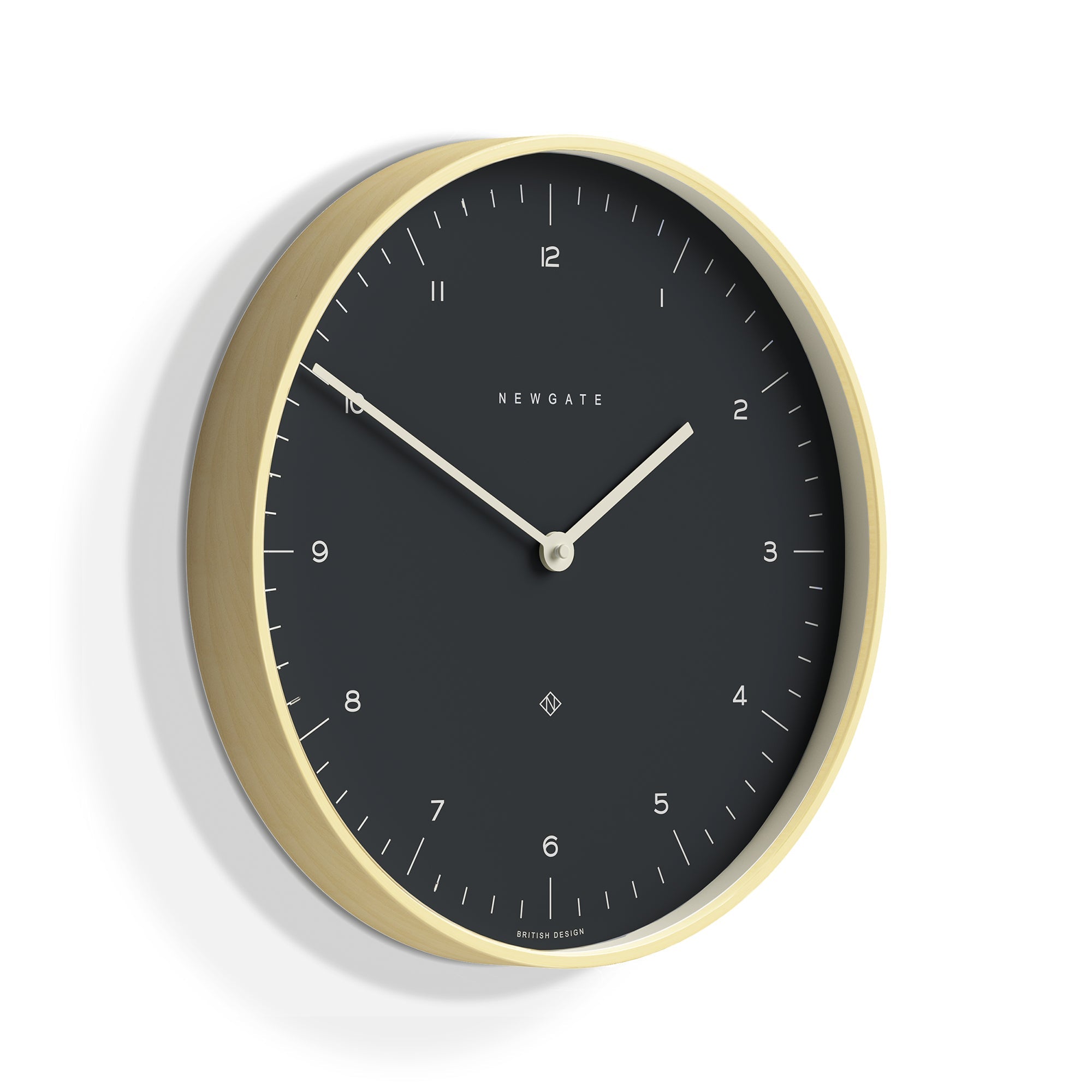 Newgate Mr Clarke Wall Clock Pale Wood Oil Grey Dial