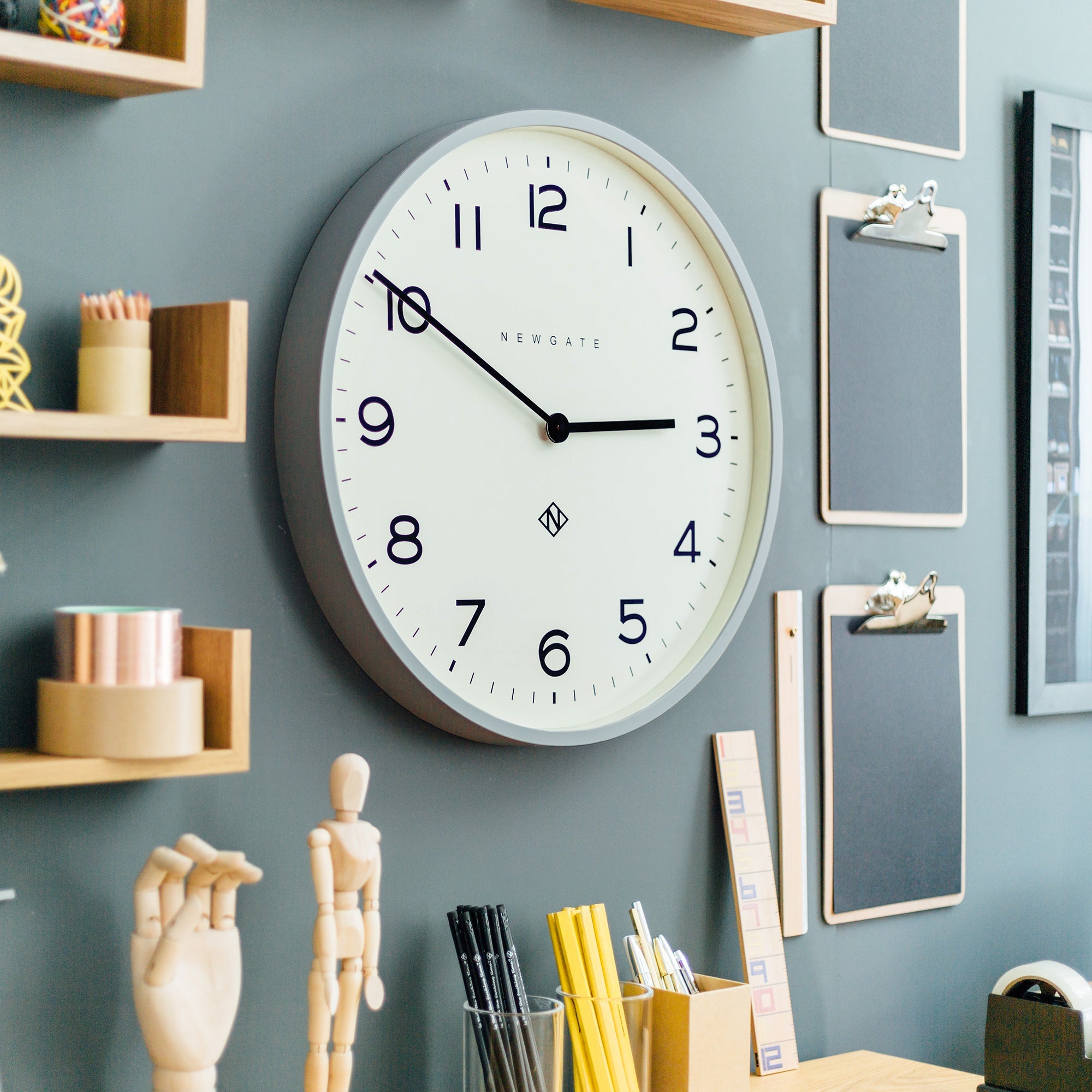Newgate Echo Number One Wall Clock Posh Grey