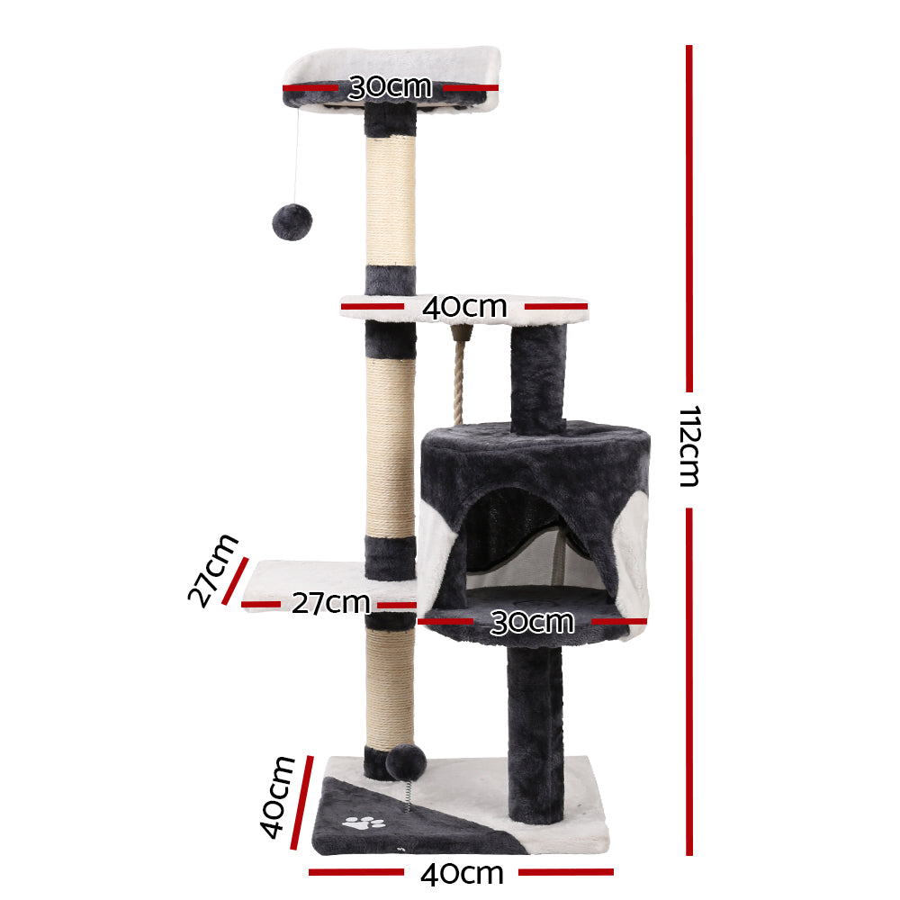 Cat Tree Scratching Post Scratcher Tower Wood 112cms
