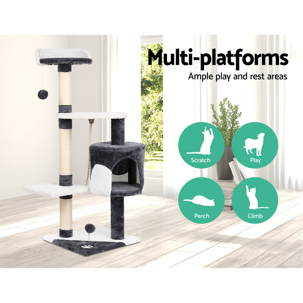 Cat Tree Scratching Post Scratcher Tower Wood 112cms