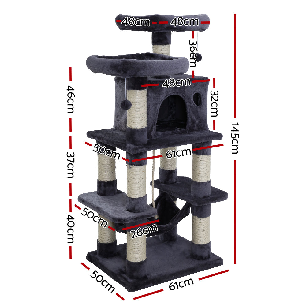 Cat Tree Trees Scratching Post Scratcher Tower 145cms