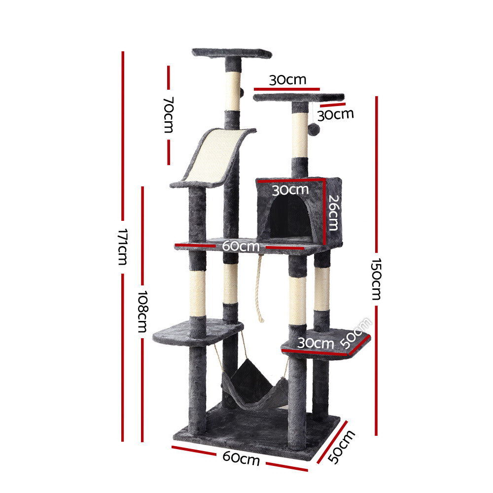 Cat Tree Scratching Post Scratcher Tower Wood 171cms