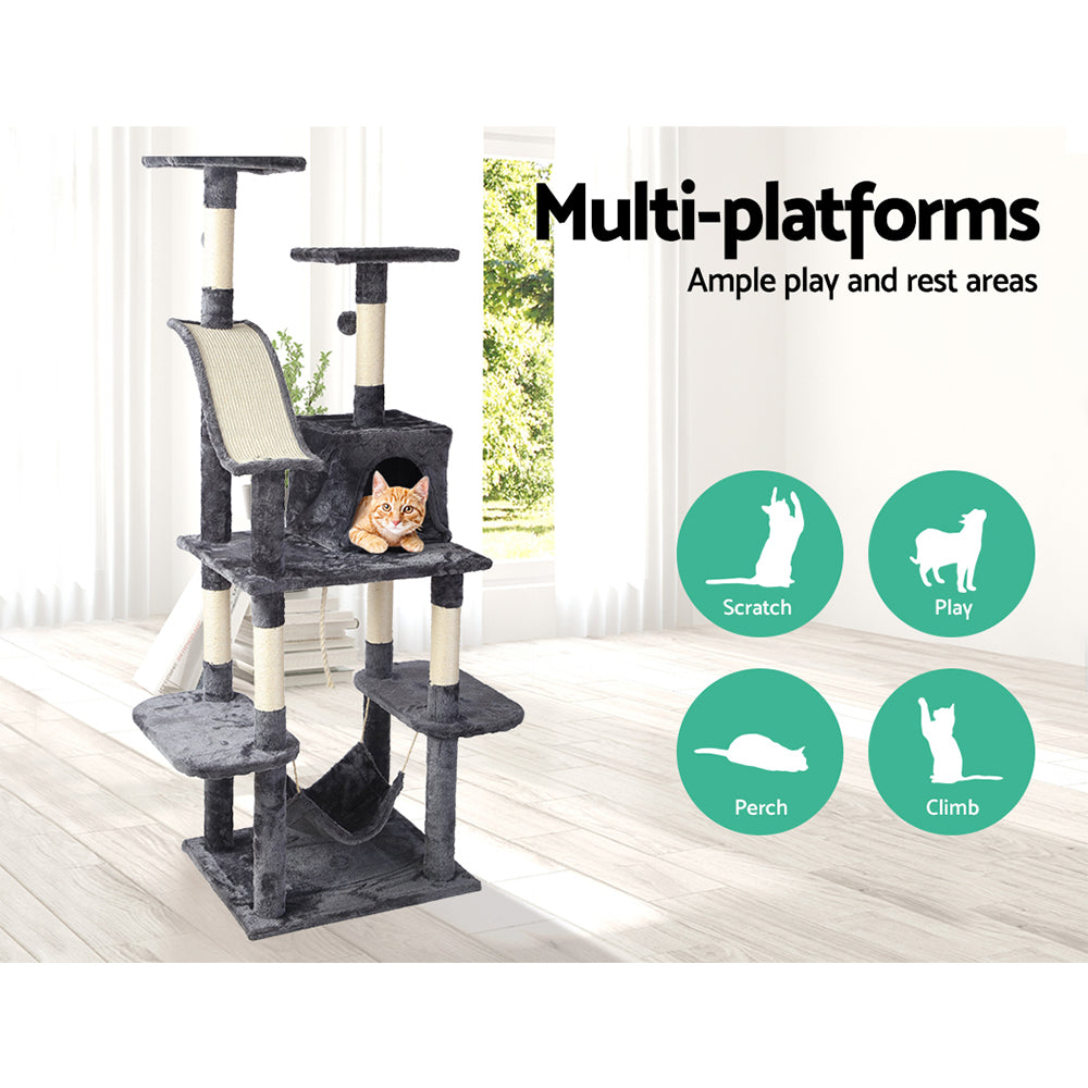 Cat Tree Scratching Post Scratcher Tower Wood 171cms