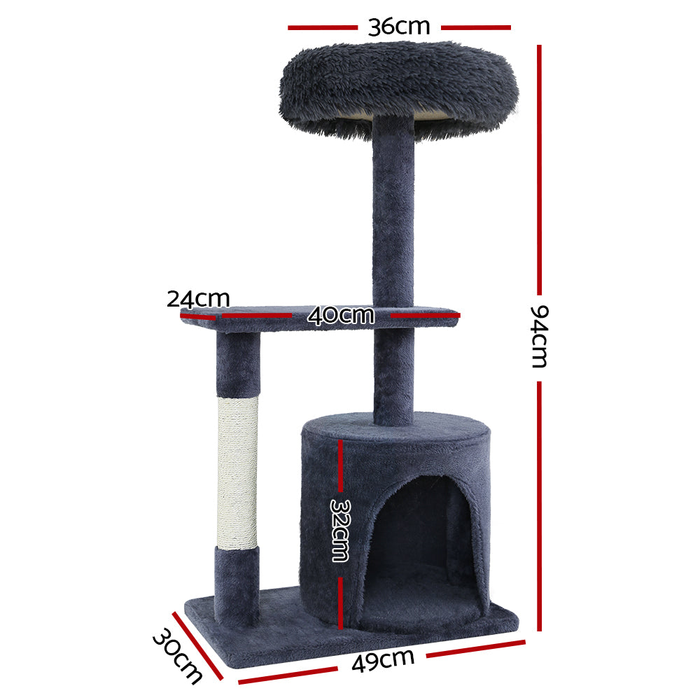 Cat Tree Scratching Post Scratcher Tower Grey 94cm