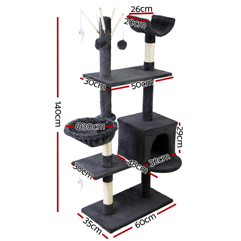 Cat Tree Scratching Post Scratcher Tower Wood 140cms