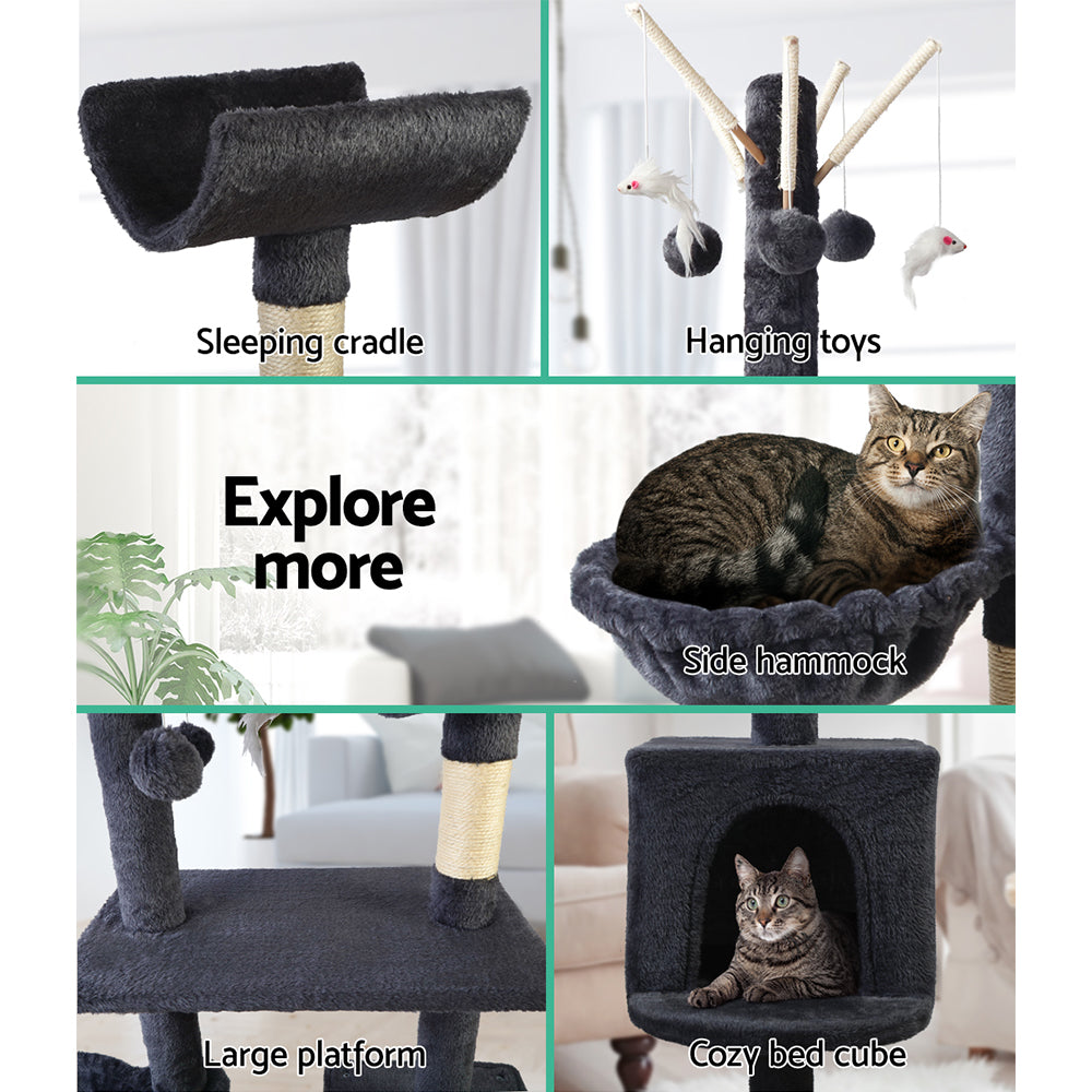 Cat Tree Scratching Post Scratcher Tower Wood 140cms