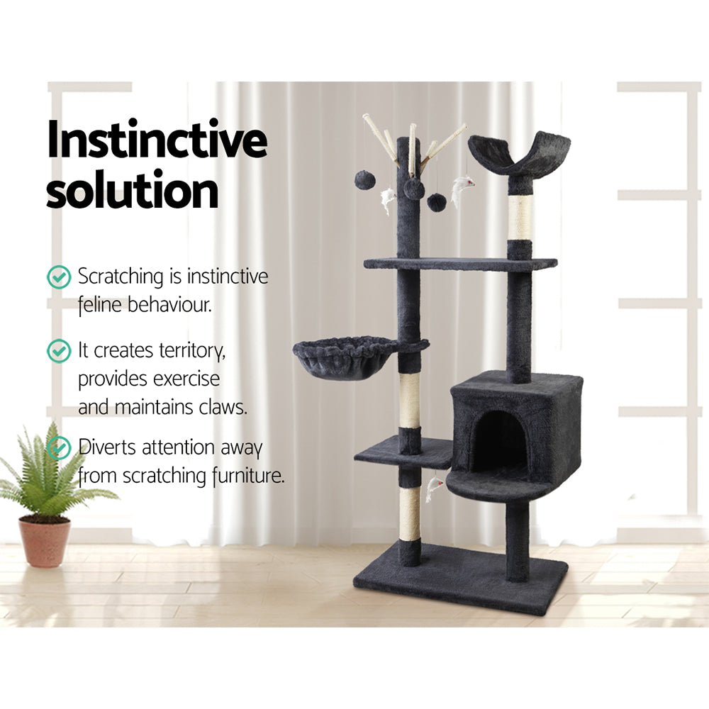Cat Tree Scratching Post Scratcher Tower Wood 140cms