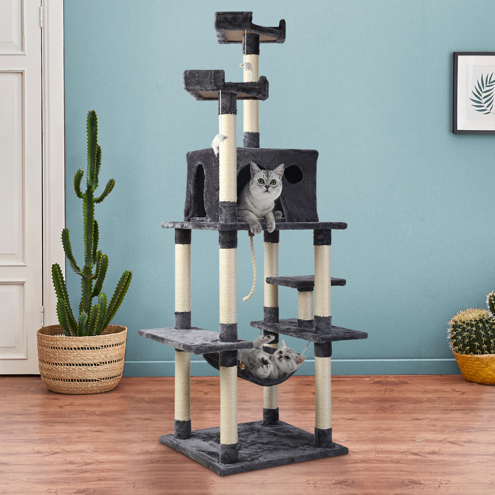 Cat Tree Scratching Post Scratcher Tower Wood 184cms
