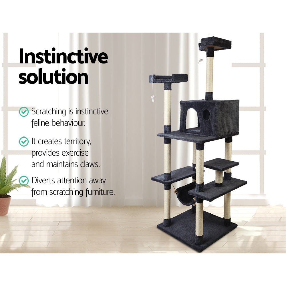 Cat Tree Scratching Post Scratcher Tower Wood 184cms