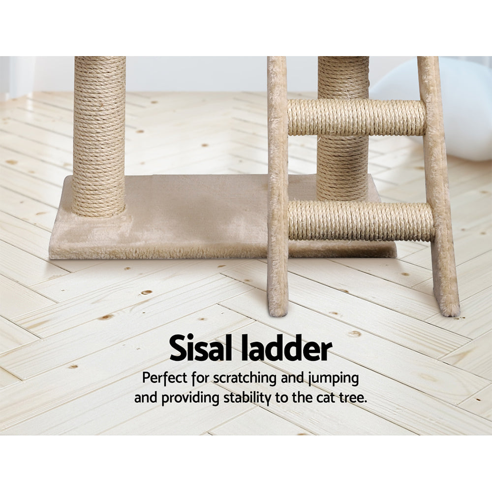 Cat Tree Trees Scratching Post Scratcher Bed Beige 100cm