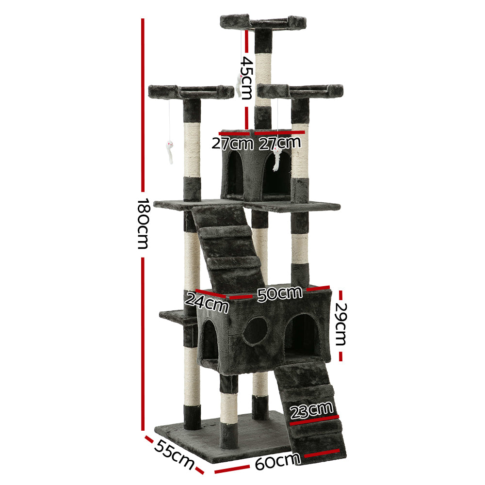 Cat Tree Scratching Post Scratcher Tower Wood 180cms