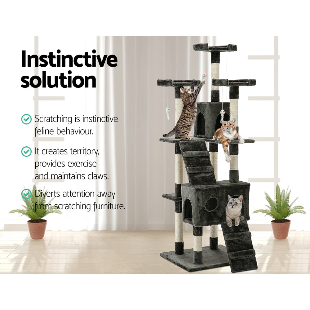 Cat Tree Scratching Post Scratcher Tower Wood 180cms