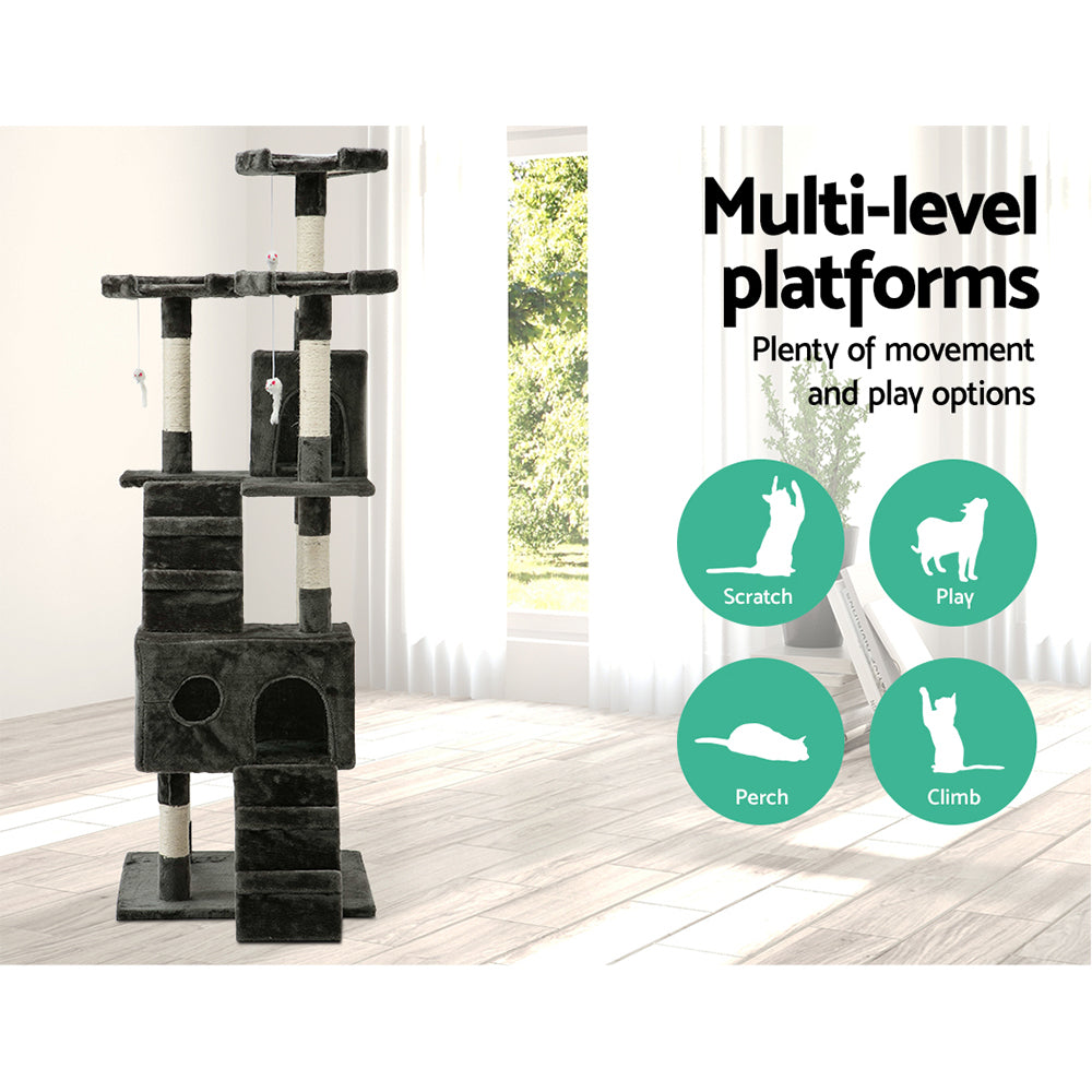 Cat Tree Scratching Post Scratcher Tower Wood 180cms