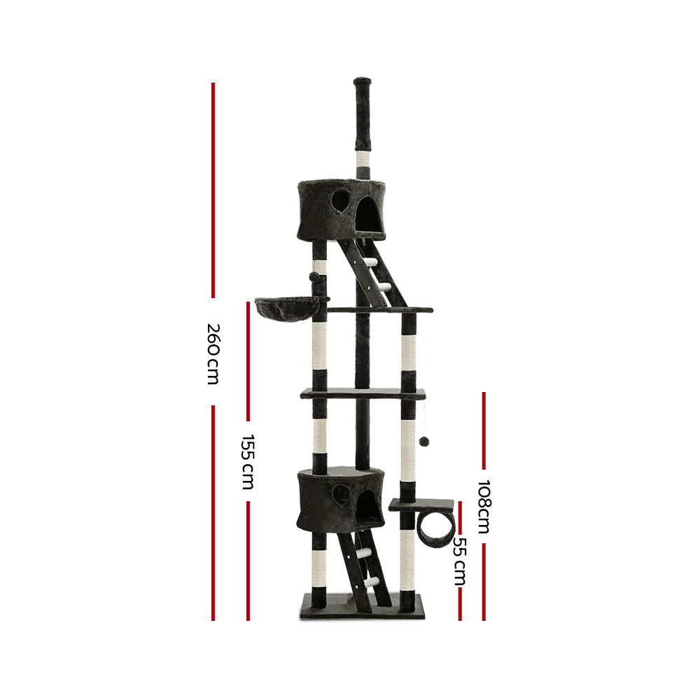 Cat Tree Scratching Post Scratcher Tower Wood 260cms