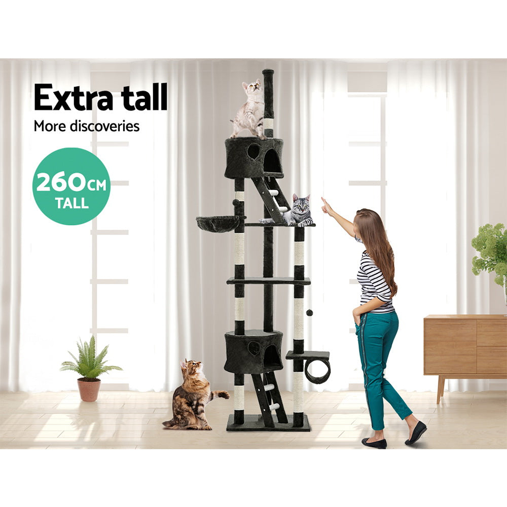 Cat Tree Scratching Post Scratcher Tower Wood 260cms