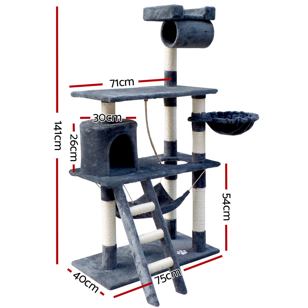 Cat Tree Scratching Post Scratcher Tower Wood 141cm