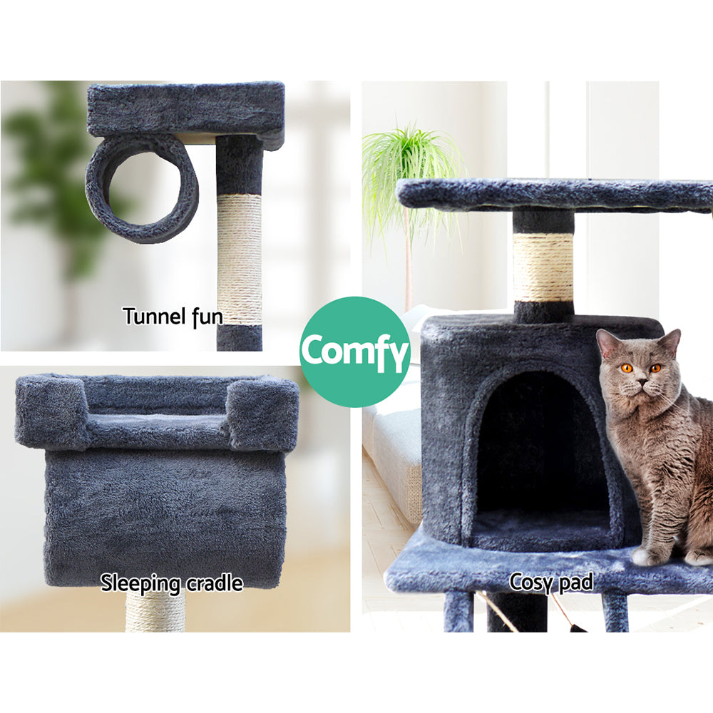 Cat Tree Scratching Post Scratcher Tower Wood 141cm