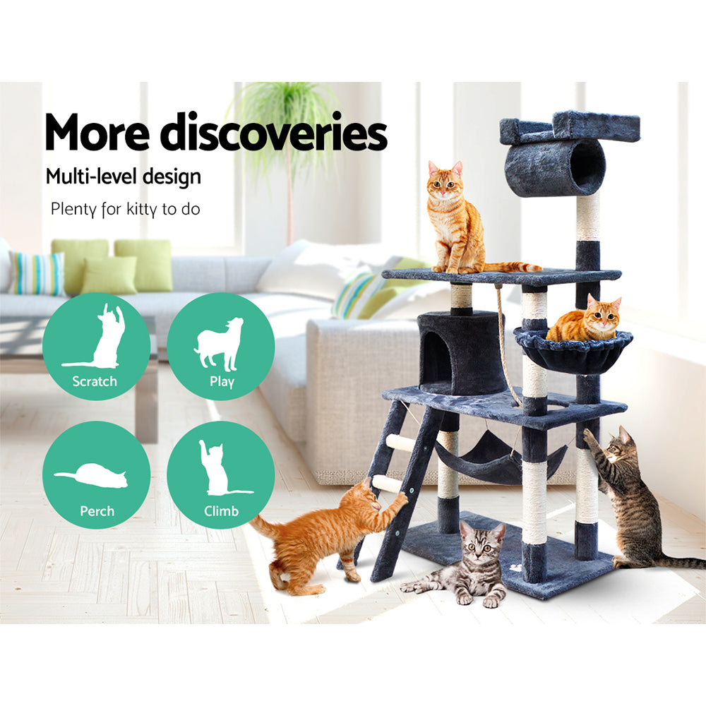 Cat Tree Scratching Post Scratcher Tower Wood 141cm