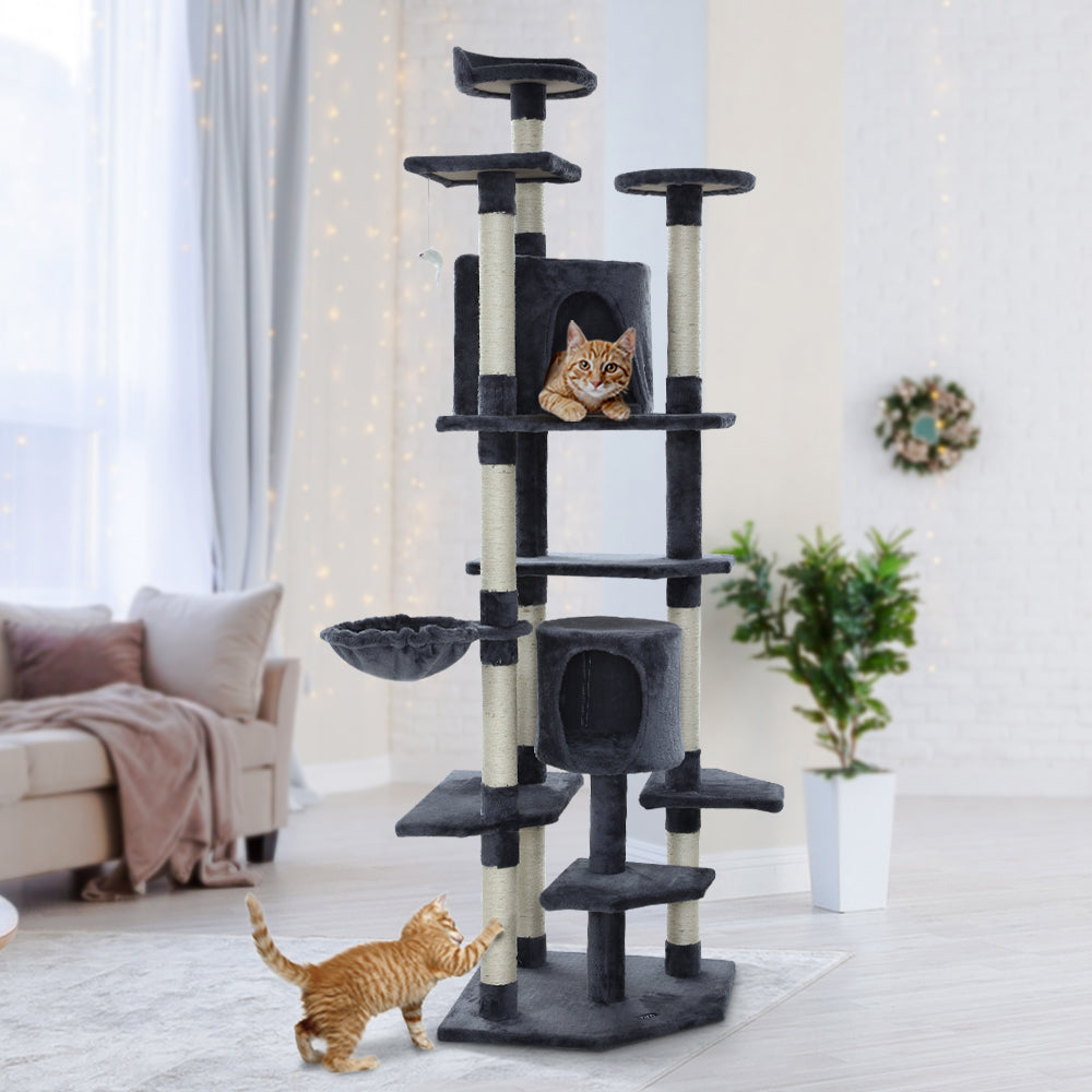 Cat Tree Scratching Post Scratcher Tower Wood 203cms