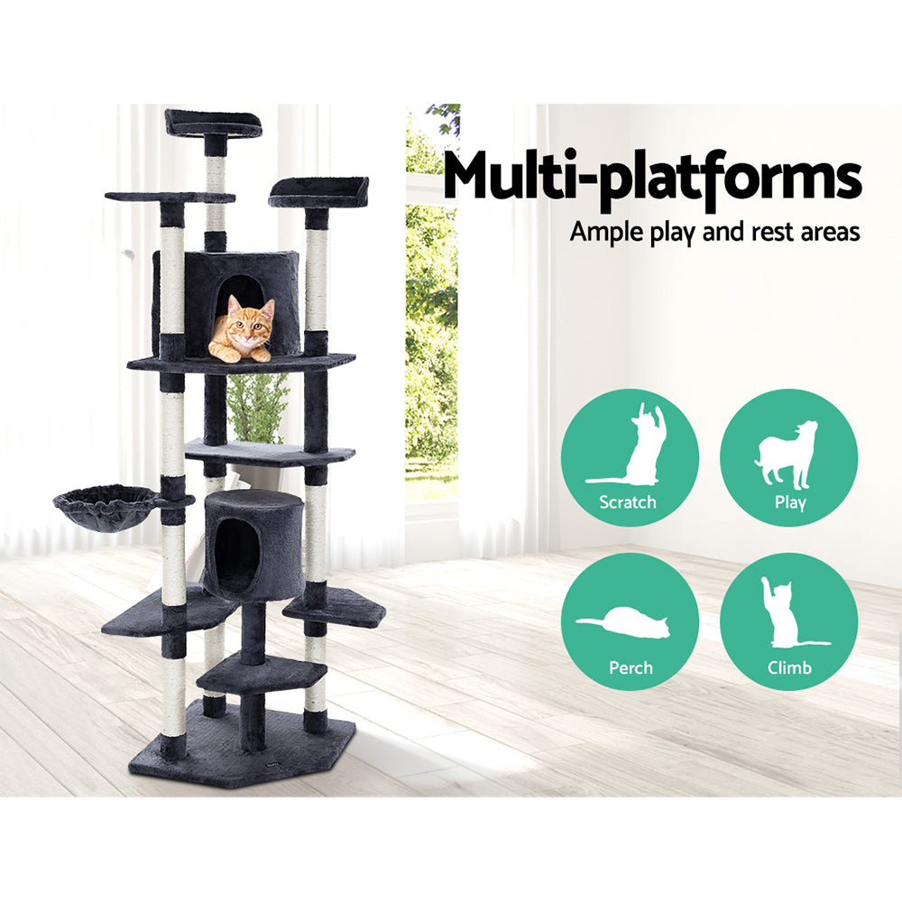 Cat Tree Scratching Post Scratcher Tower Wood 203cms