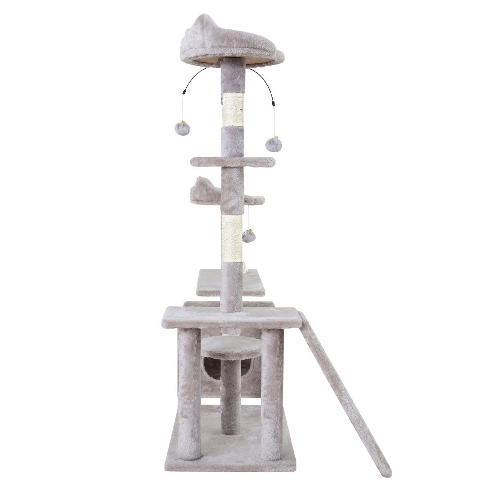 Cat Tree Scratching Post Scratcher Tower House Grey 135cms