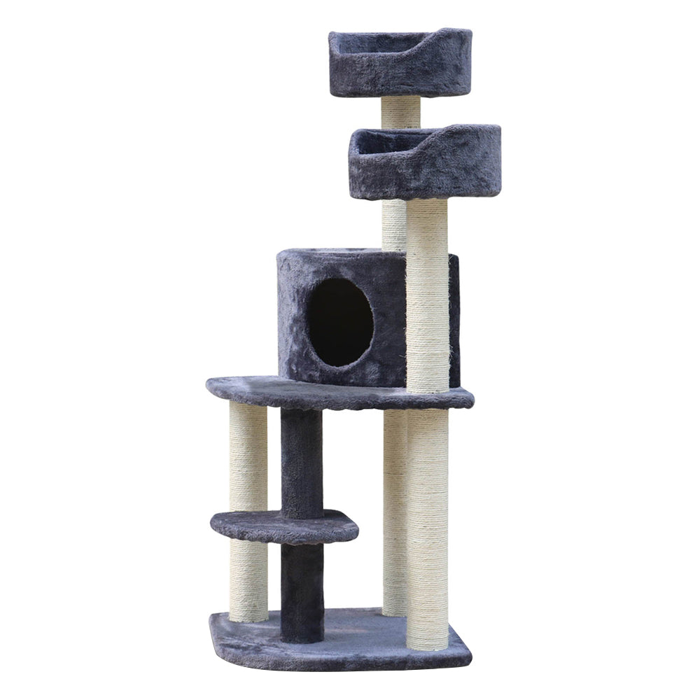Cat Tree Trees Scratching Post Scratcher Grey 126cm