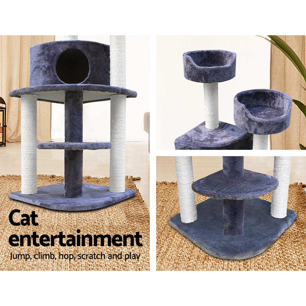 Cat Tree Trees Scratching Post Scratcher Grey 126cm