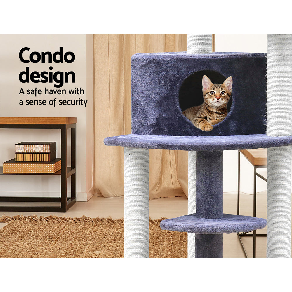 Cat Tree Trees Scratching Post Scratcher Grey 126cm