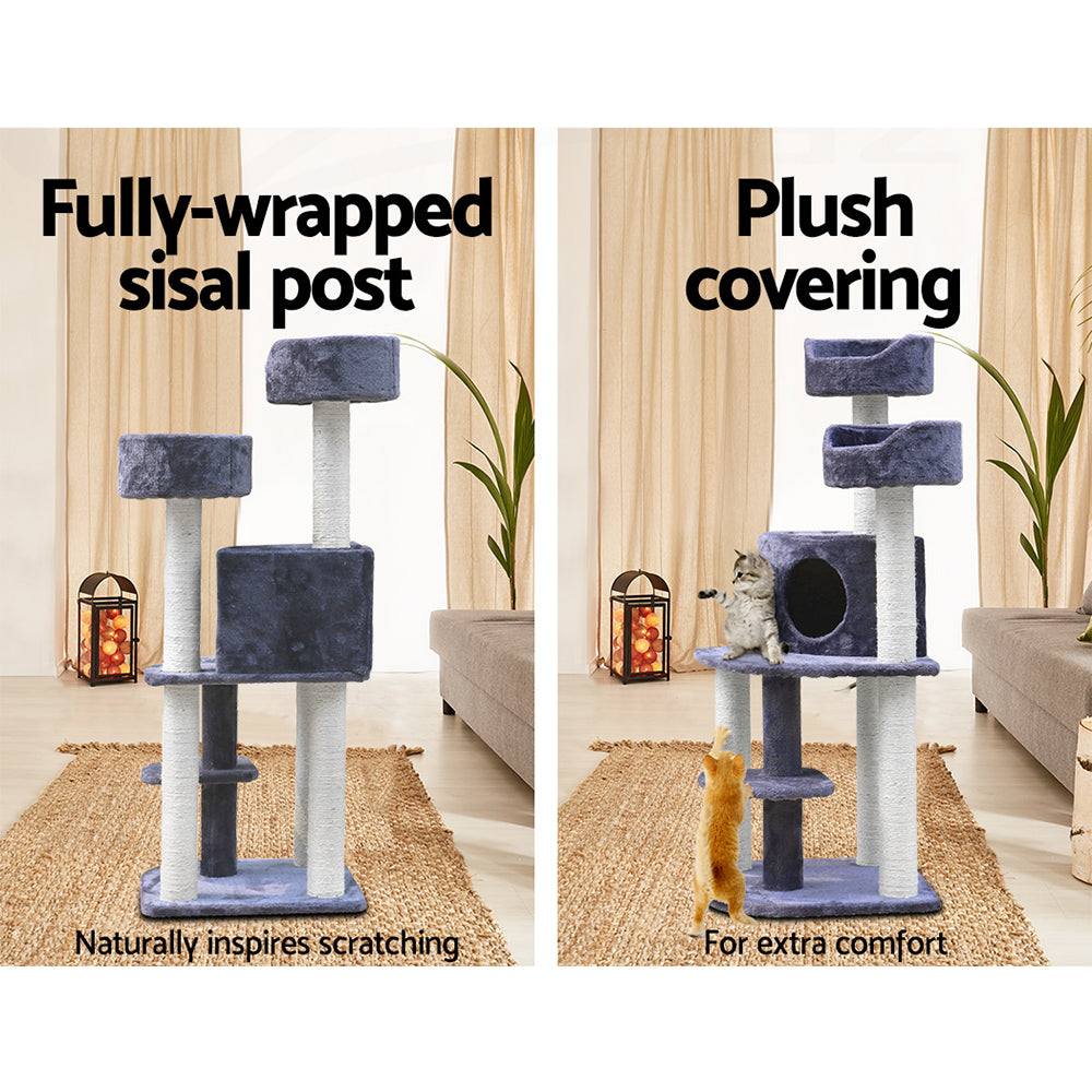 Cat Tree Trees Scratching Post Scratcher Grey 126cm