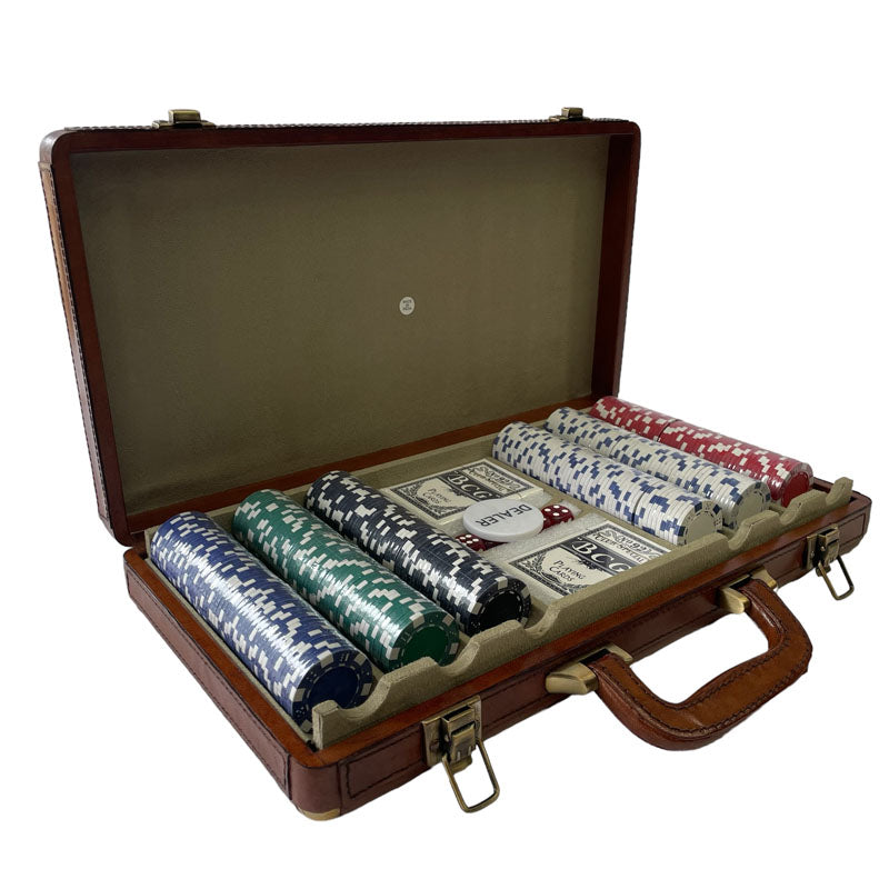 Poker Game With Leather Suitcase