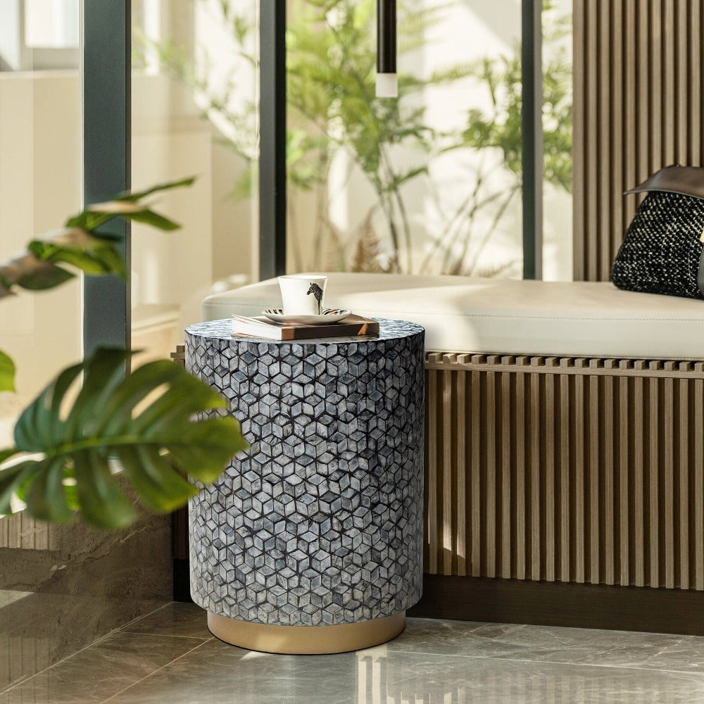 Blakie Circular Shell Stool Side Table