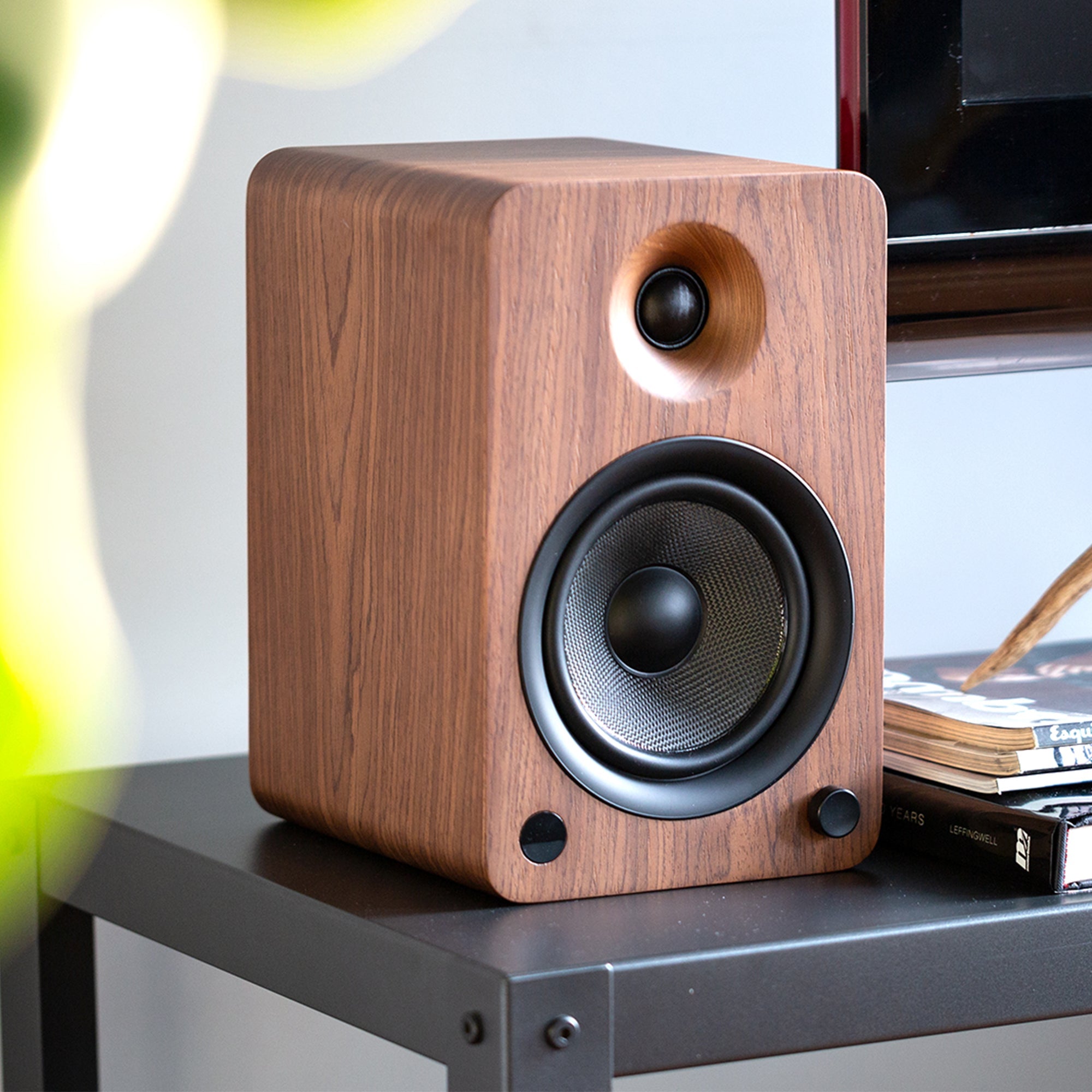 Kanto YU6 200W Powered Bookshelf Bluetooth Speakers with Phono Preamp - Pair, Walnut