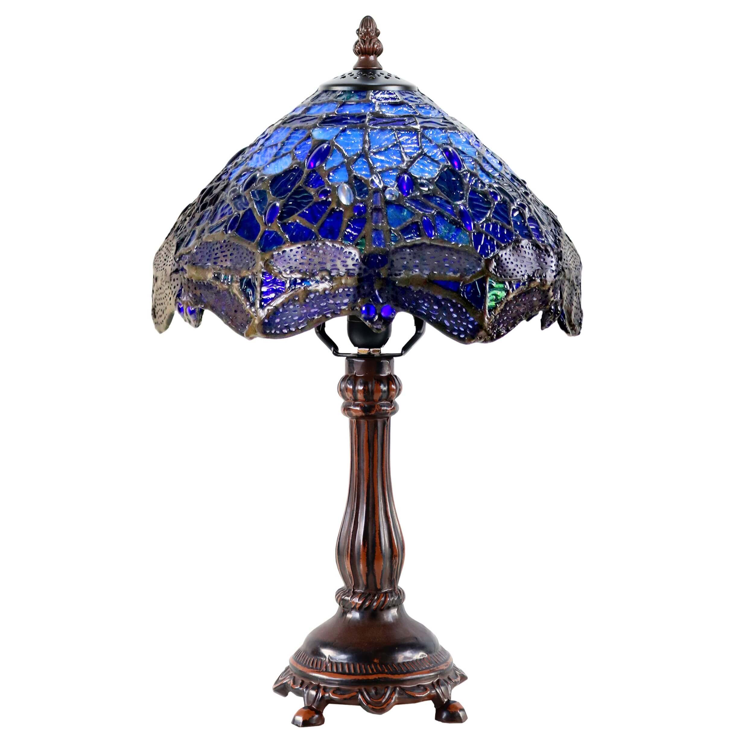 Blue Dragonflies Tiffany Stained Glass Table Lamp (Available in 2 Sizes)
