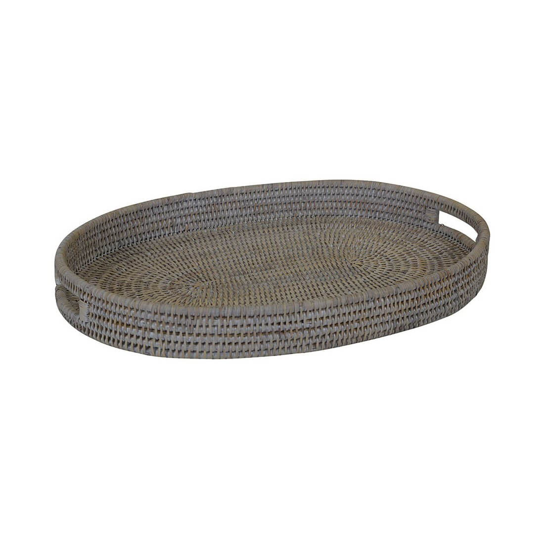 Whitewash Rattan Serving Tray Oval (Available in 2 Sizes)