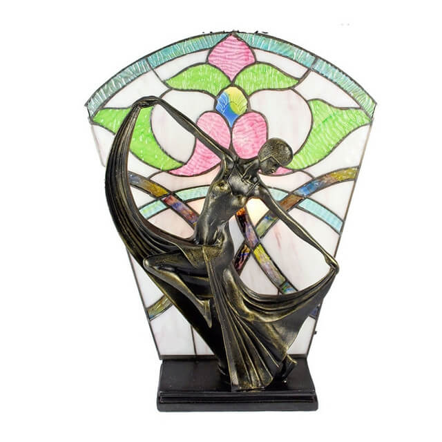 Elegant Dancing Lady Tiffany Shade Table Lamp (Available In 3 Colors)