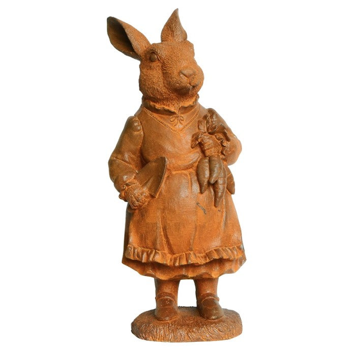 Outdoor Cast Iron Gardening Mother Rabbit Statue (Available in 2 Sizes)