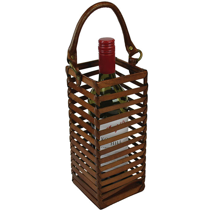 Artisanal Single Bottle Leather Wine Carrier (2 Colors to Choose)