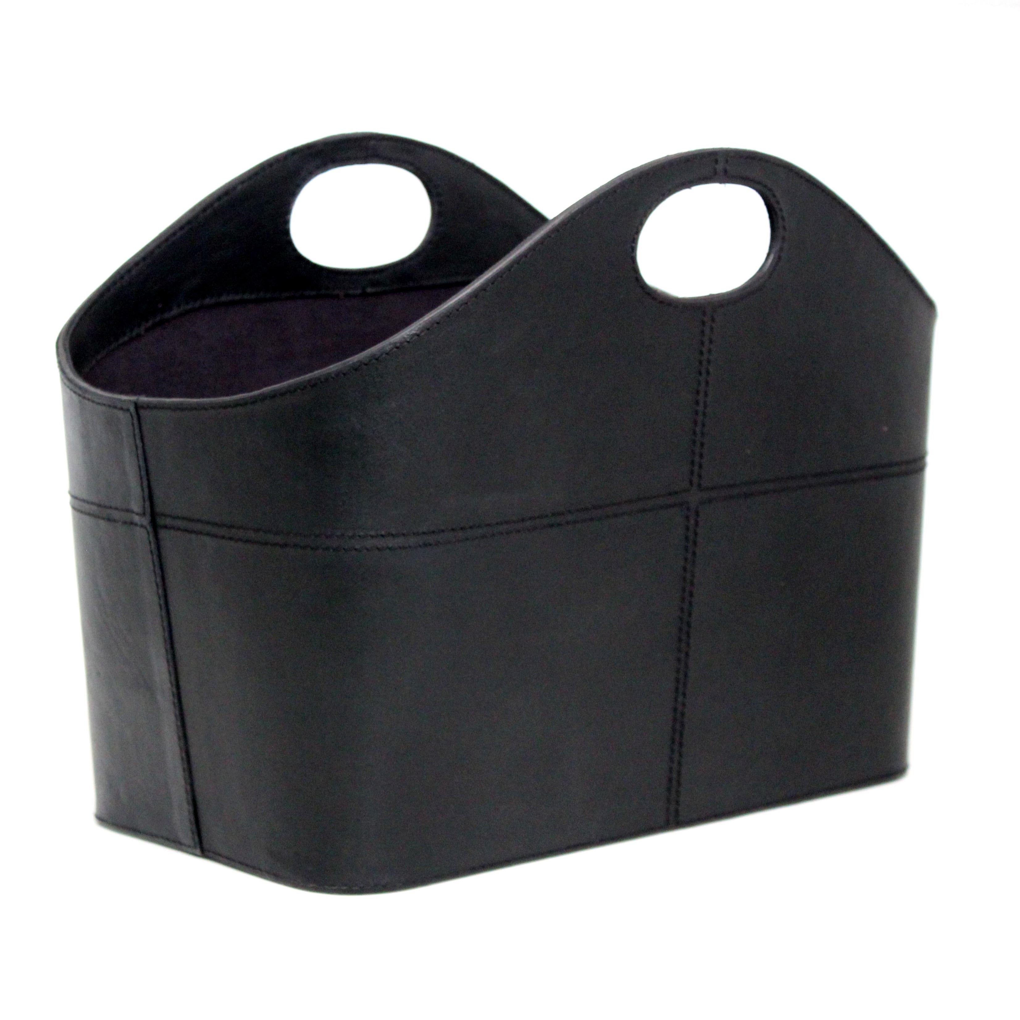Leather Magazine Basket with Handle (4 Colors to Choose)