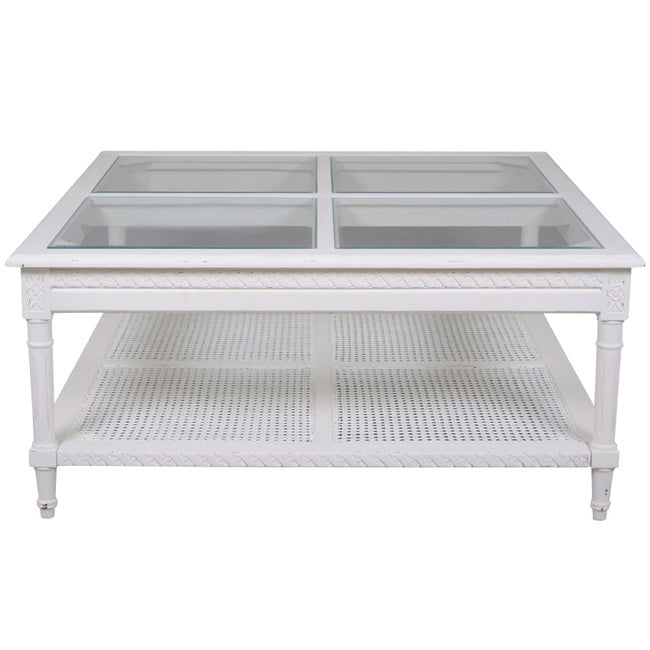 Polo Rattan Base Square Coffee Table (Choose from 2 Colours)