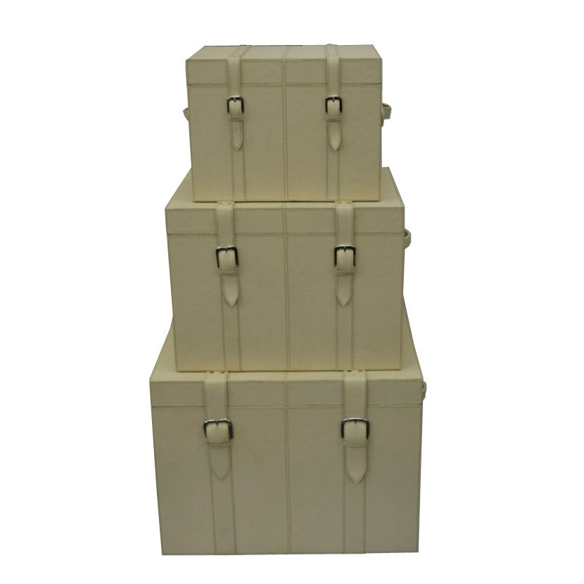 Set of 3 Nesting Leather Trunks (Available in 6 Colors)