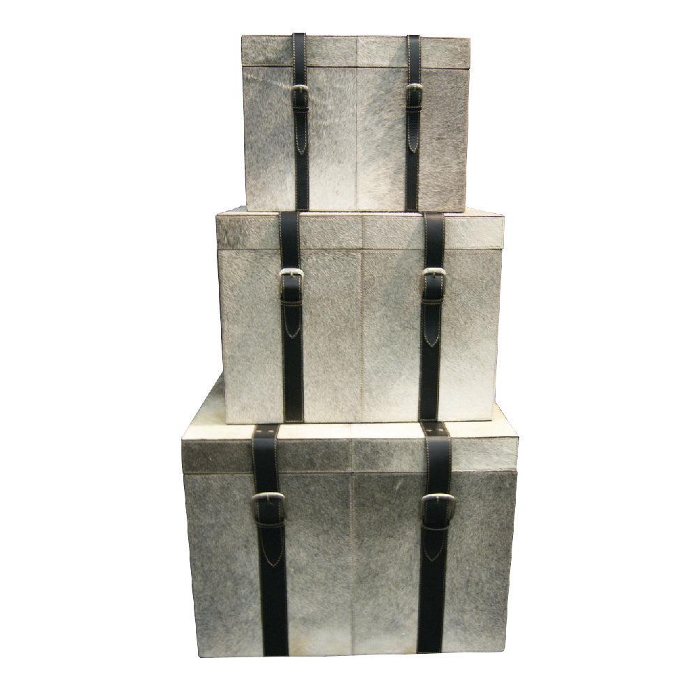 Set of 3 Nesting Leather Trunks (Available in 6 Colors)