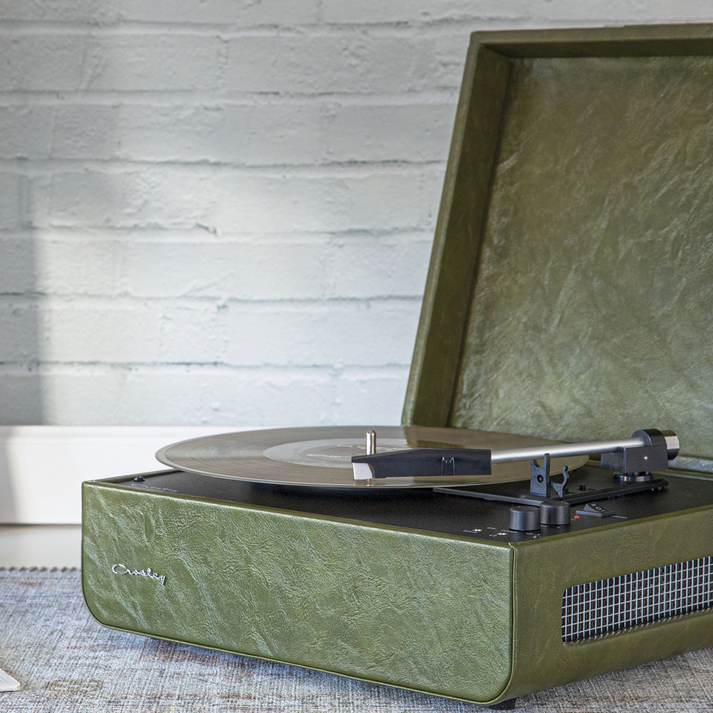 Crosley Mercury Turntable - Green + Crosley Record Storage Crate BUNDLE
